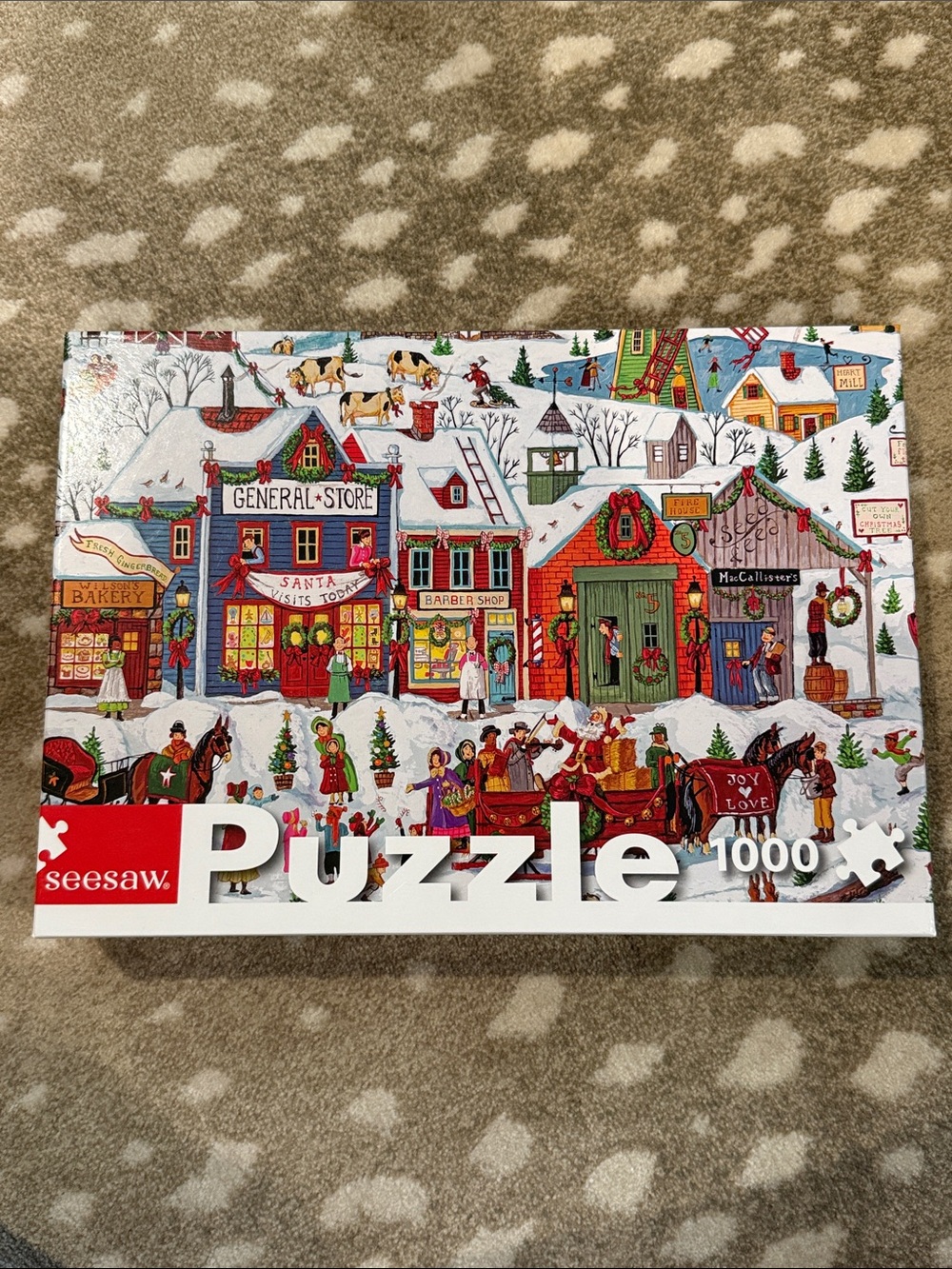 Holiday Village 1000-Piece Jigsaw Puzzle - Red, Green, White